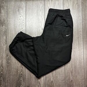 Vintage Nike Embroidered Track Pants Black 34 x 32 Y2k XL Pockets Drawstring